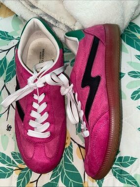 FUCHSIA & GREEN SNEAKERS Project Cloud Memory Foam Tennis Shoes CUTE!!
